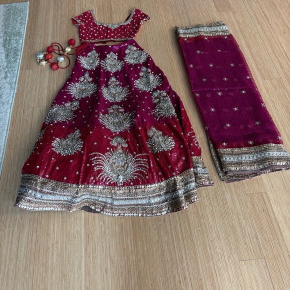 Gyan Other - Gyans Elegant Magenta and Gold Embellished Lehenga Set